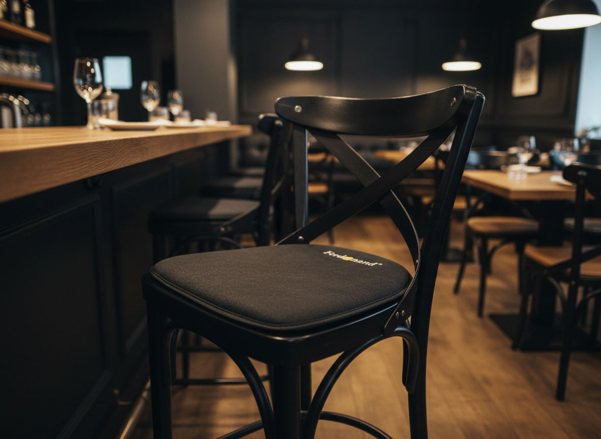 Židle v restauraci se sedákem potištěným na míru